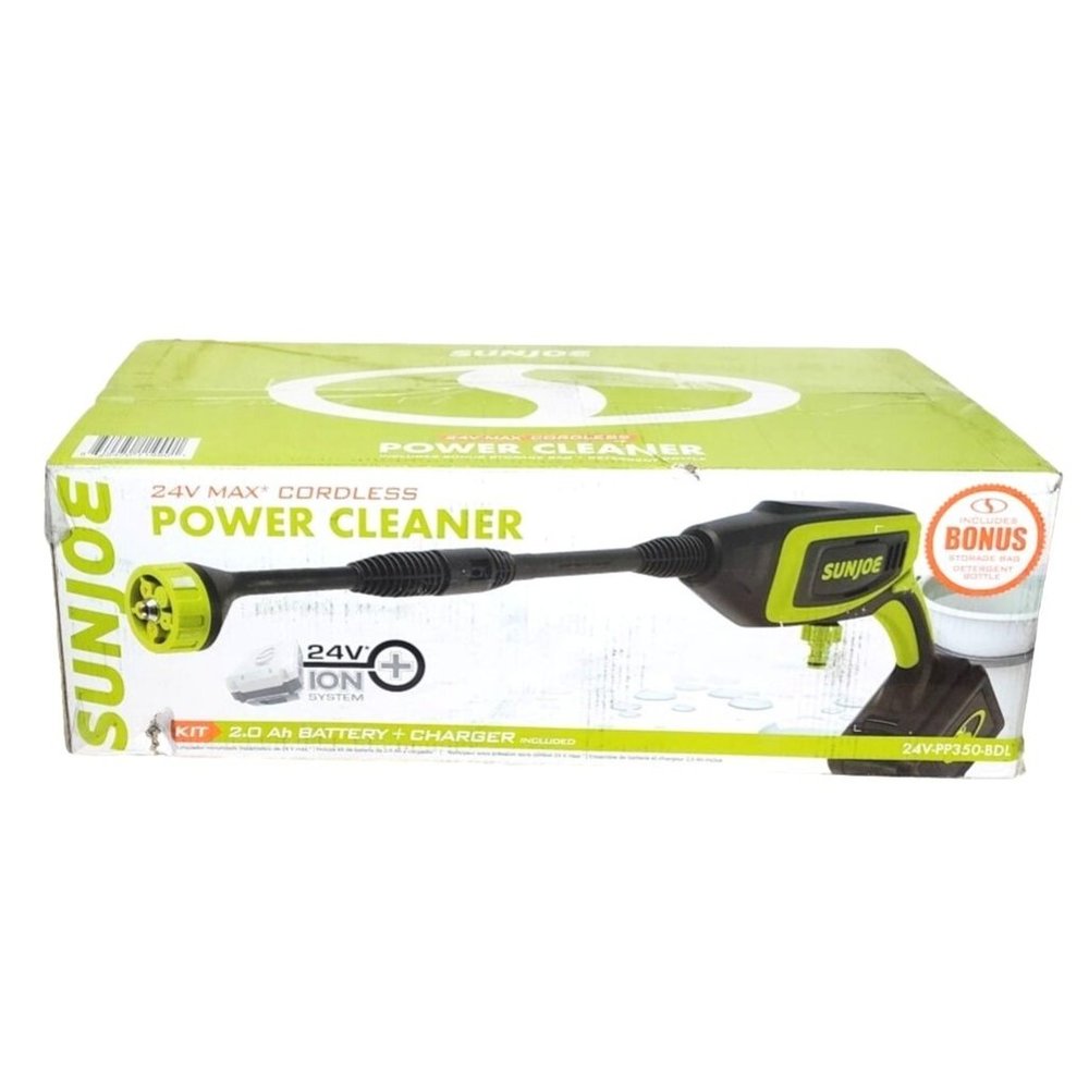 SunJoe Intertek 24V Max Cordless ION Power Cleaner Kit, 350psi Power Washer